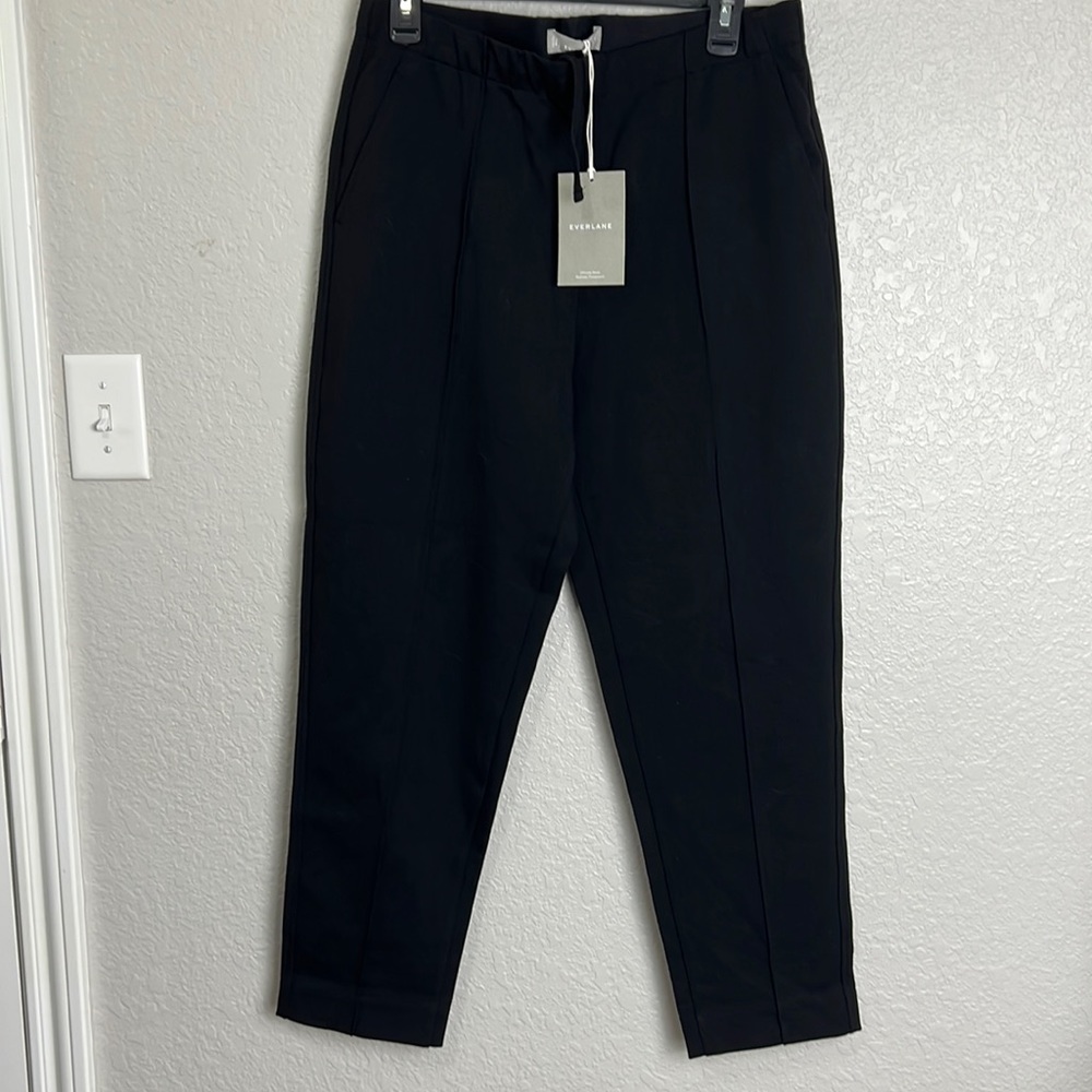 NWT Everlane SZ Large Dream Pant BLACK Double Knit Elastic Waist
